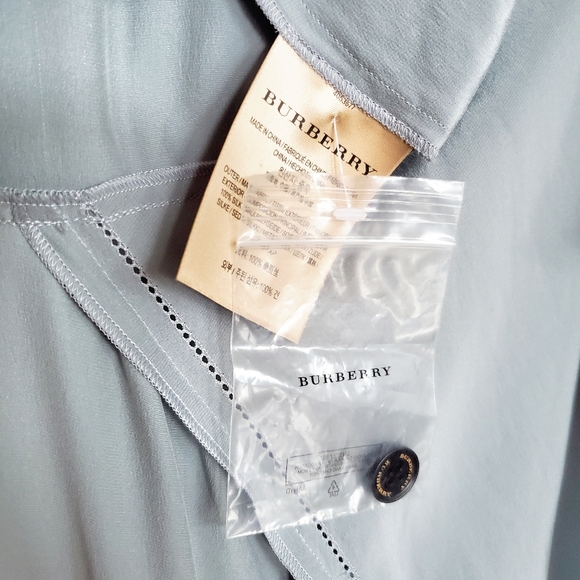 NWT Burberry 100% Silk Tie-waist Shirt Dress 4 - Picture 15 of 16